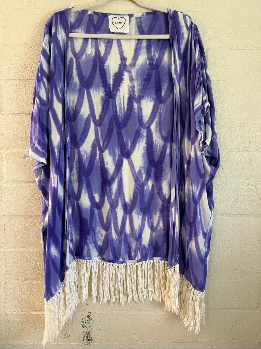 Purple & White Fringe Swim Cover Up